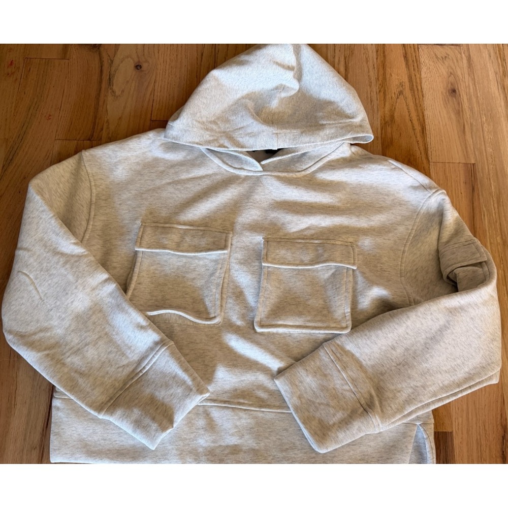 No Vacancy Gray Utility Lounge 2Pc Set L Cargo Cropped Hoodie & Zip Leggings NWT - Picture 6 of 9